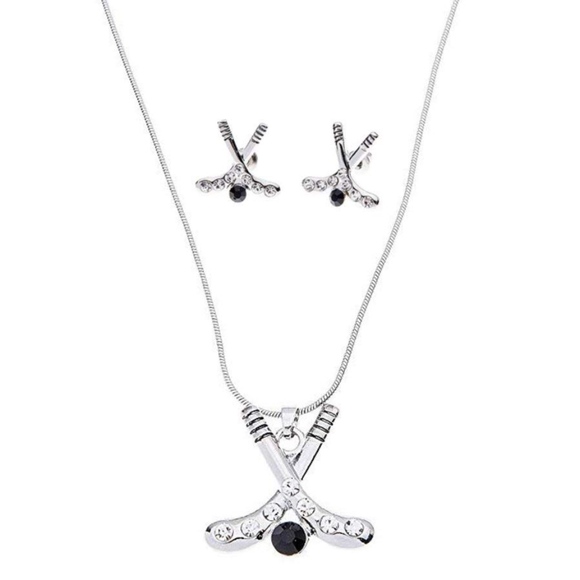 Infinity Collection Hockey Necklace & Earring Set - Picture 1 of 2